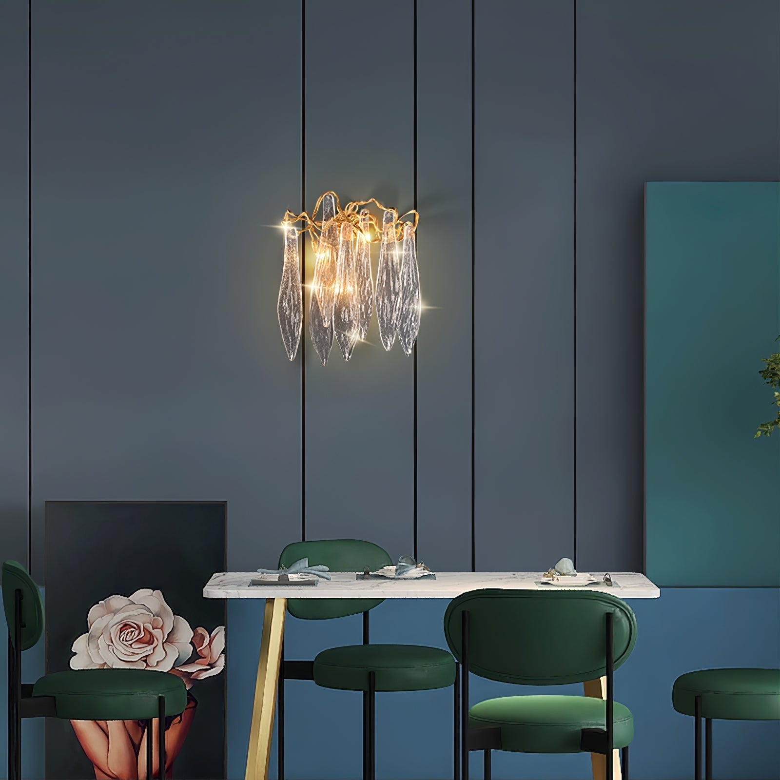 Brass Waterfall Crystal Wall Lamp - Nuvé