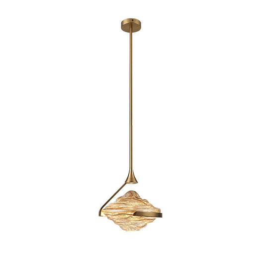 Modern wavy glass pendant light by Korewolamp hanging from a ceiling with a sleek, contemporary design.
