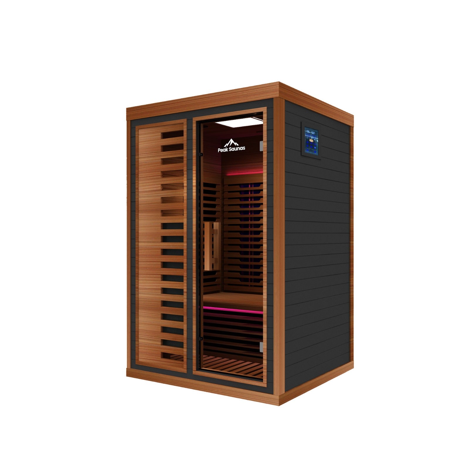 Peak Saunas Fuji 2-Person Full Spectrum Infrared Sauna with XL Medical-Grade Red Light Therapy & Smart WiFi App Control - Nuvé