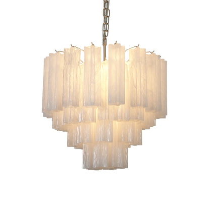 White Murano Glass Tube Chandelier - Nuvé