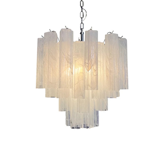 White Murano Glass Tube Chandelier - Nuvé