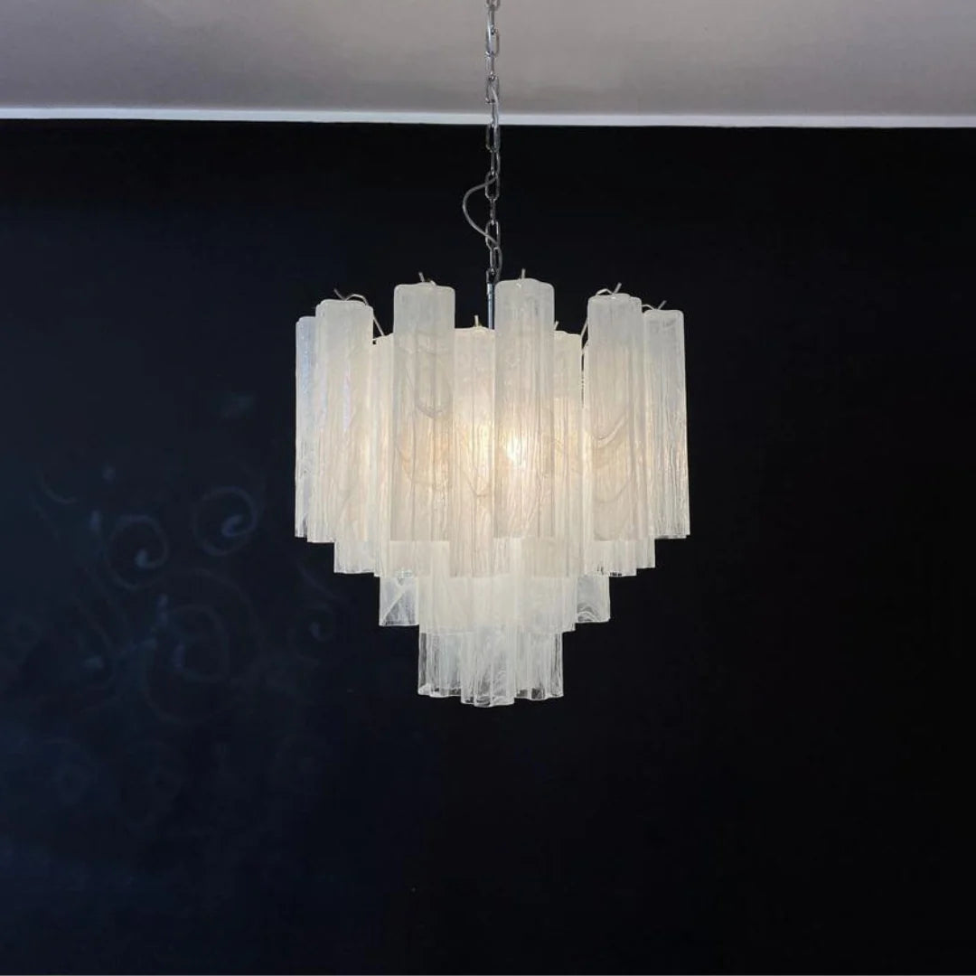White Murano Glass Tube Chandelier - Nuvé
