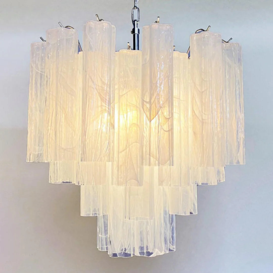 White Murano Glass Tube Chandelier - Nuvé