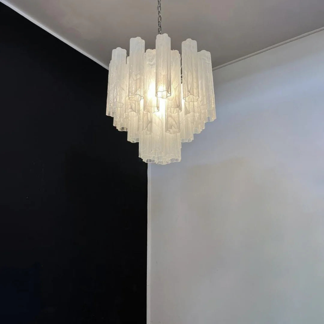 White Murano Glass Tube Chandelier - Nuvé