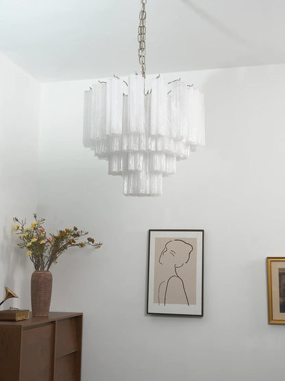 Star Shaped Tube White Clouds Glass Chandelier
