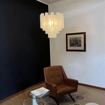 White Murano Glass Tube Chandelier - Nuvé