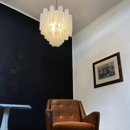 White Murano Glass Tube Chandelier - Nuvé