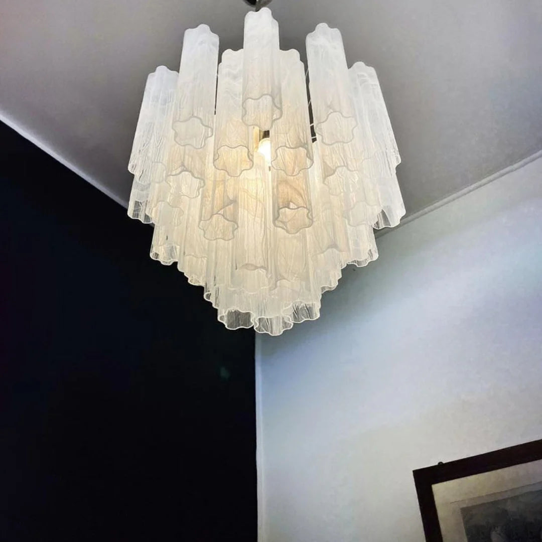 White Murano Glass Tube Chandelier - Nuvé