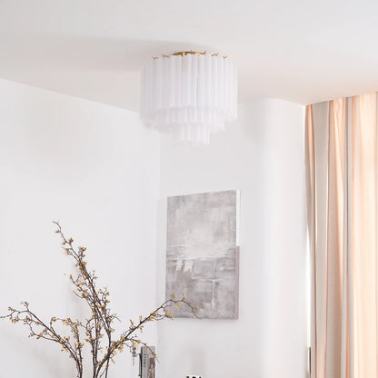 White Glass Tube Murano Ceiling Lamp - Nuvé