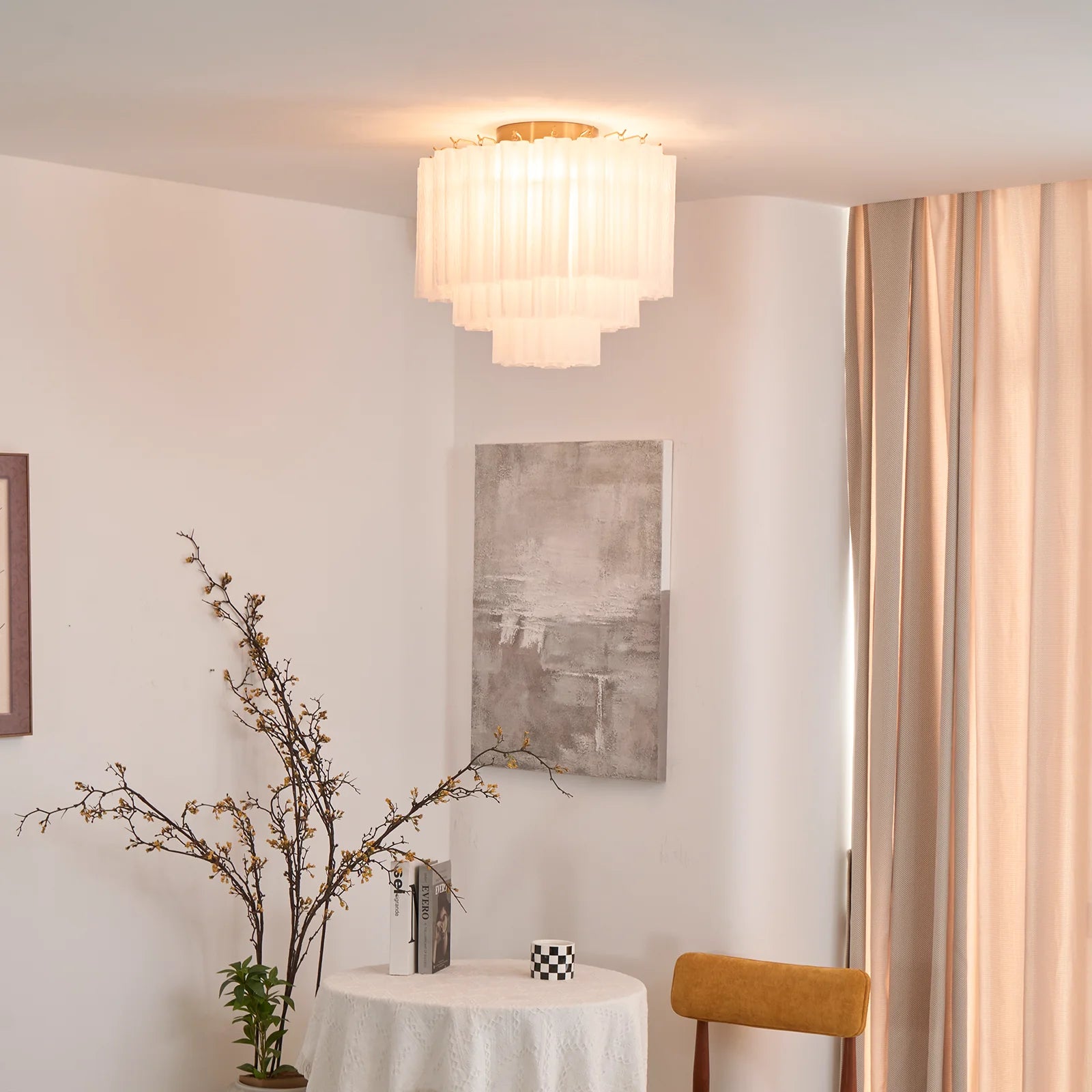 White Glass Tube Murano Ceiling Lamp - Nuvé