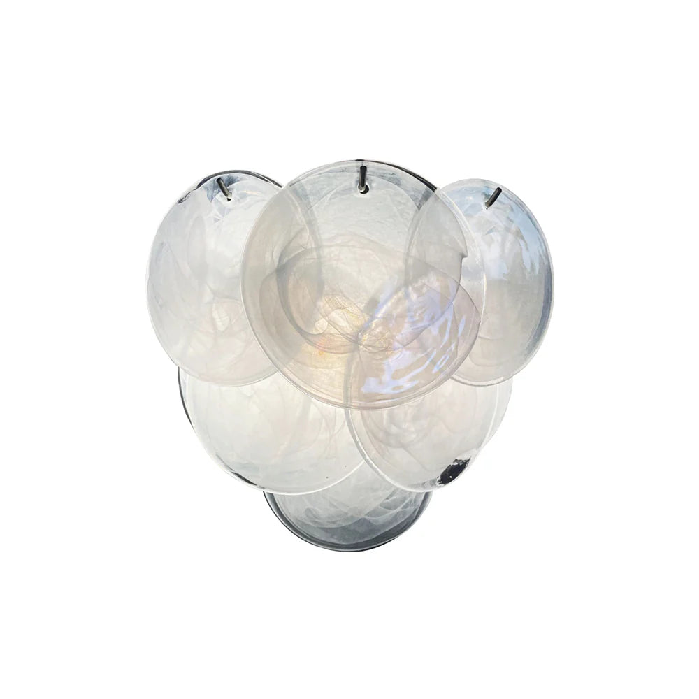 White Murano Disc Glass Wall Sconce - Nuvé