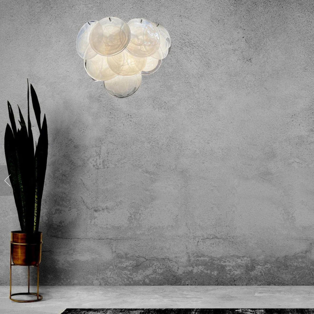 White Murano Disc Glass Wall Sconce - Nuvé