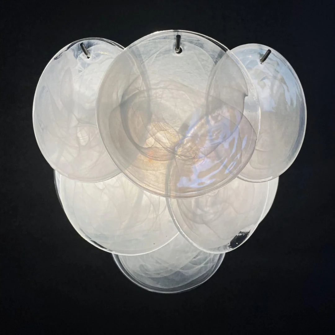 White Murano Disc Glass Wall Sconce - Nuvé