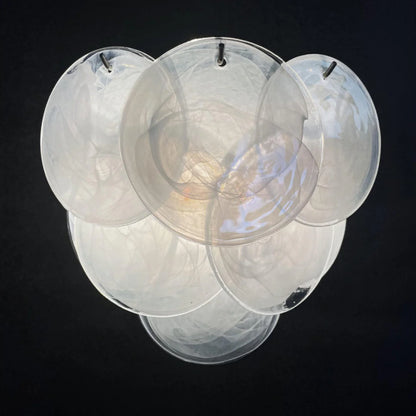 White Murano Disc Glass Wall Sconce - Nuvé