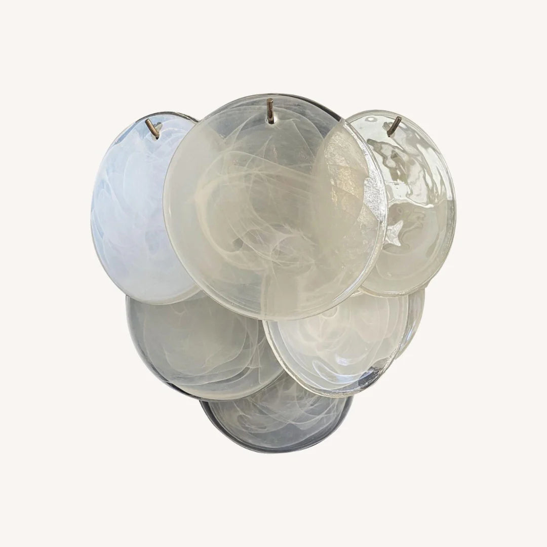 White Murano Disc Glass Wall Sconce - Nuvé