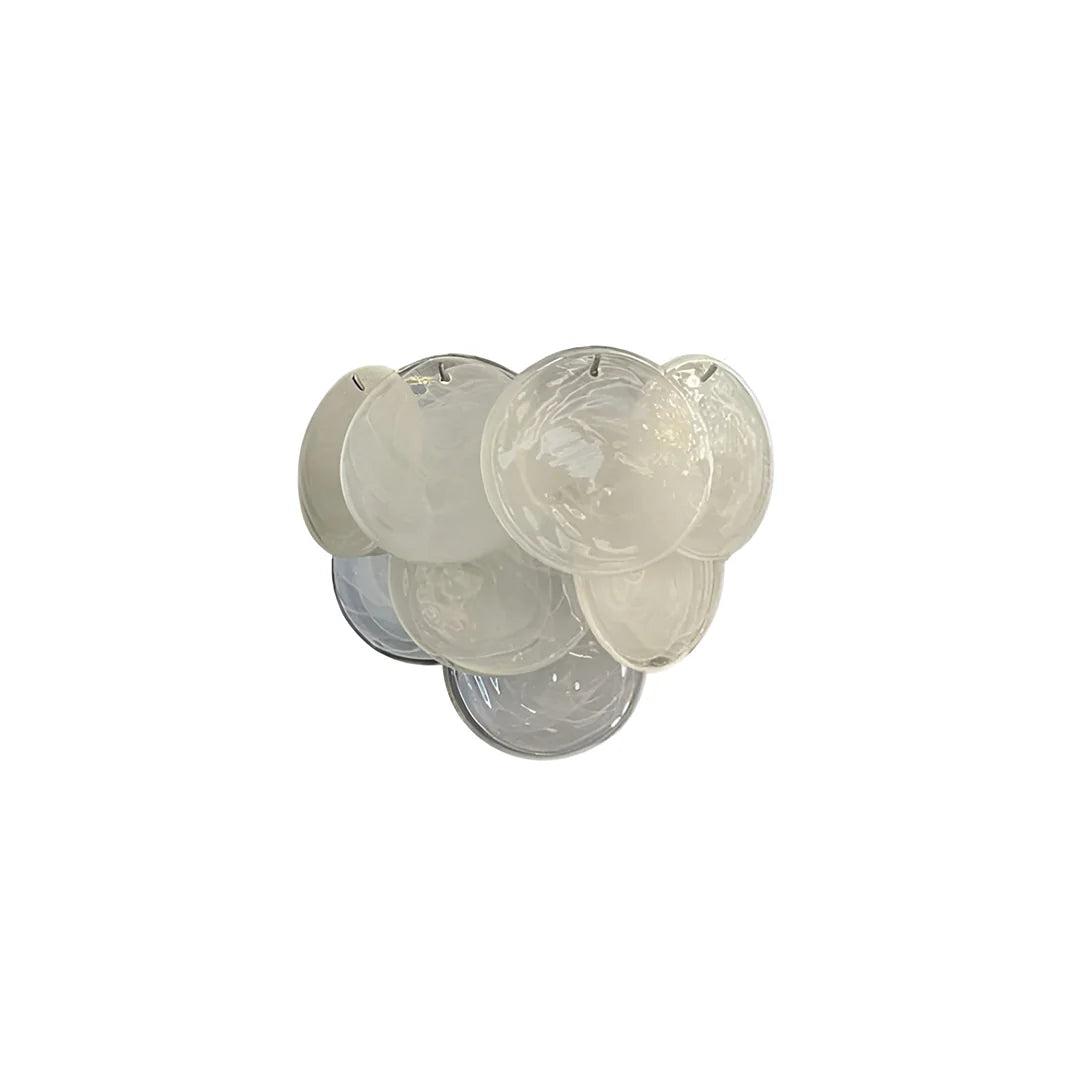 White Murano Disc Glass Wall Sconce - Nuvé