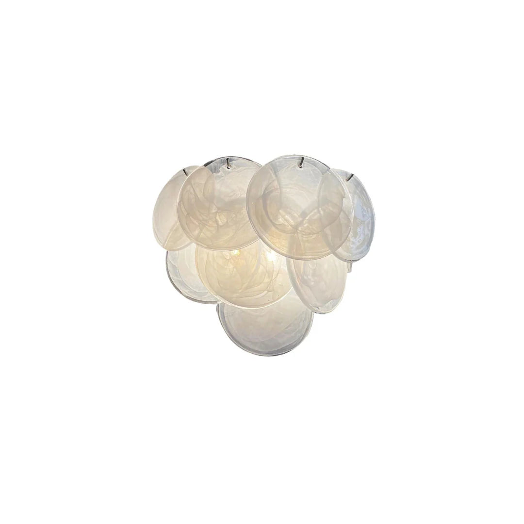 White Murano Disc Glass Wall Sconce - Nuvé