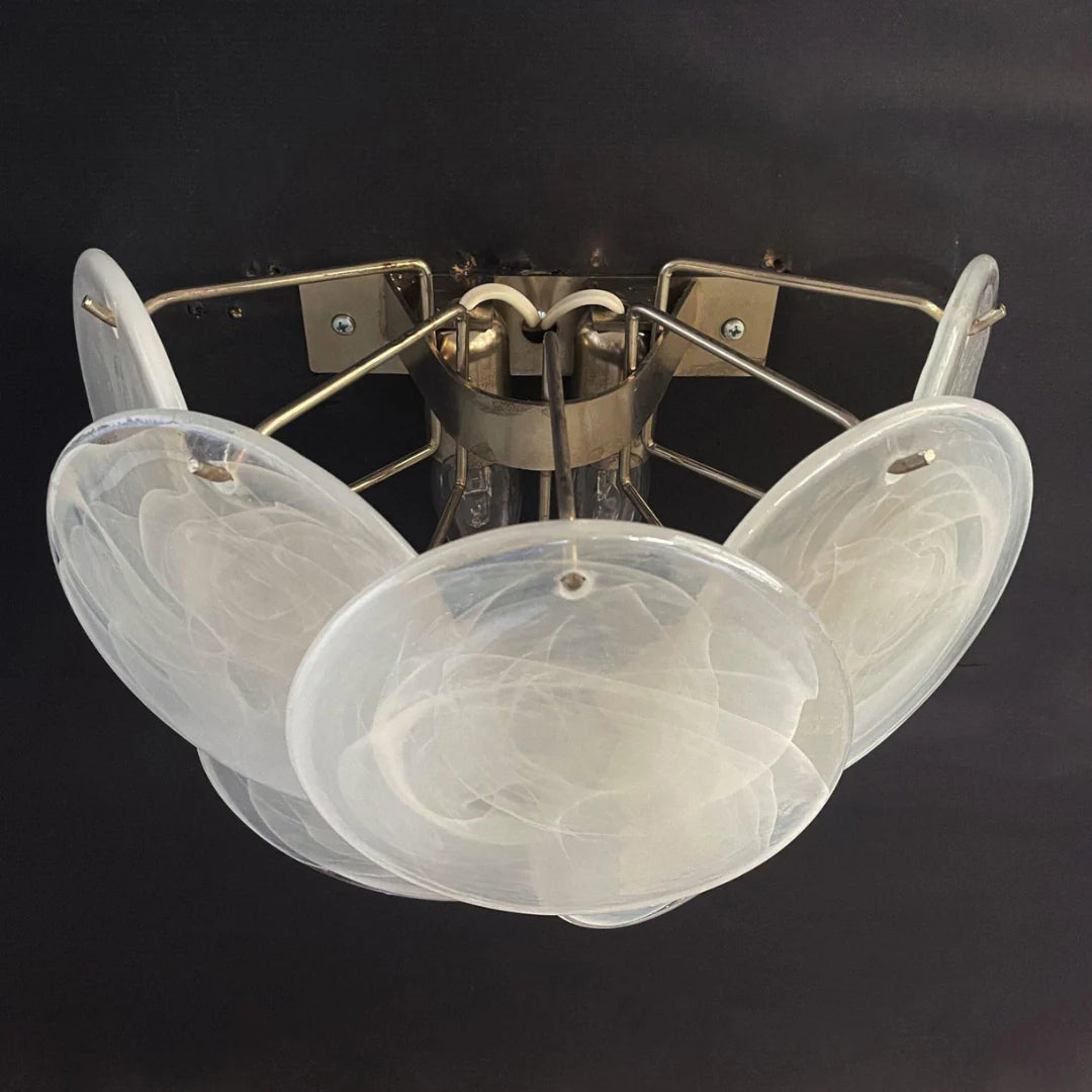 White Murano Disc Glass Wall Sconce - Nuvé
