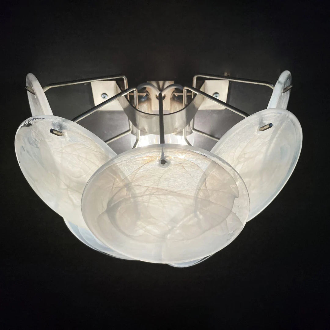 White Murano Disc Glass Wall Sconce - Nuvé