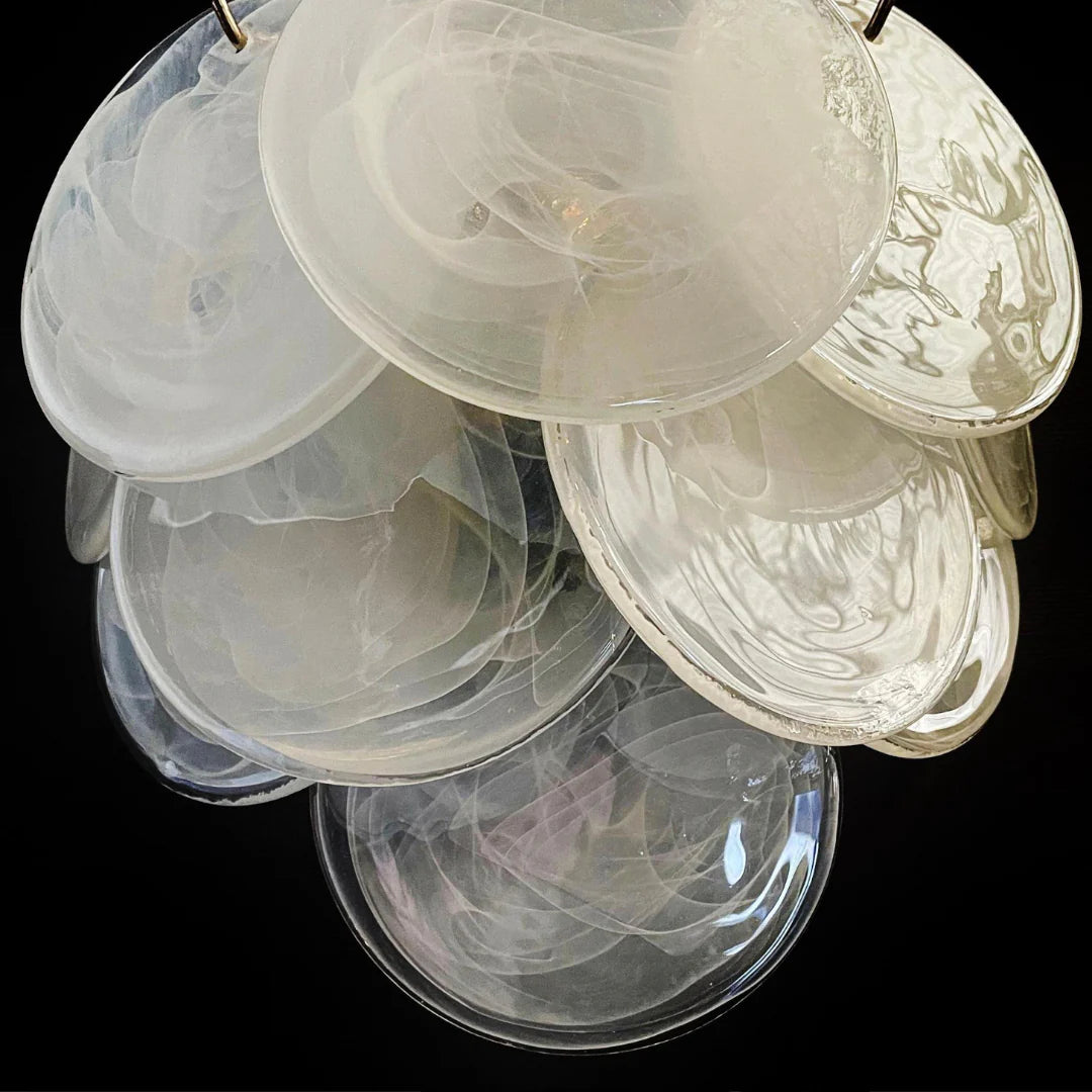 White Murano Disc Glass Wall Sconce - Nuvé