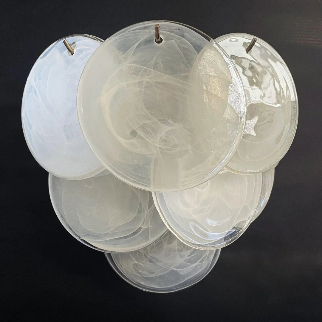 White Murano Disc Glass Wall Sconce - Nuvé
