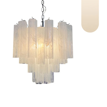 White Murano Glass Tube Chandelier - Nuvé
