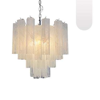 White Murano Glass Tube Chandelier - Nuvé