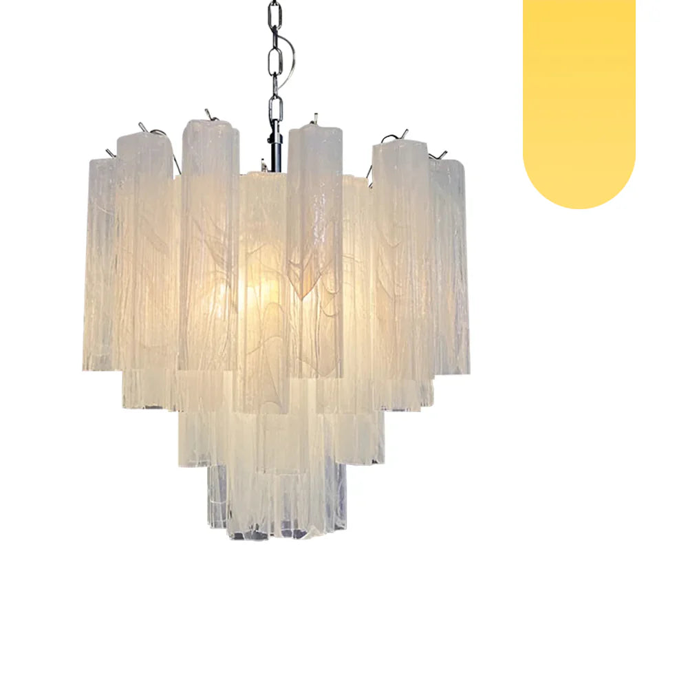 White Murano Glass Tube Chandelier - Nuvé