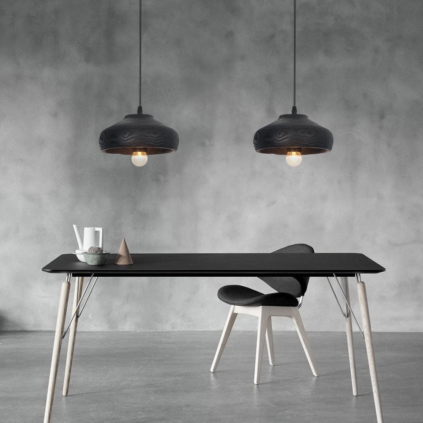 Wood Grain Resin Dome Pendant Light - Nuvé
