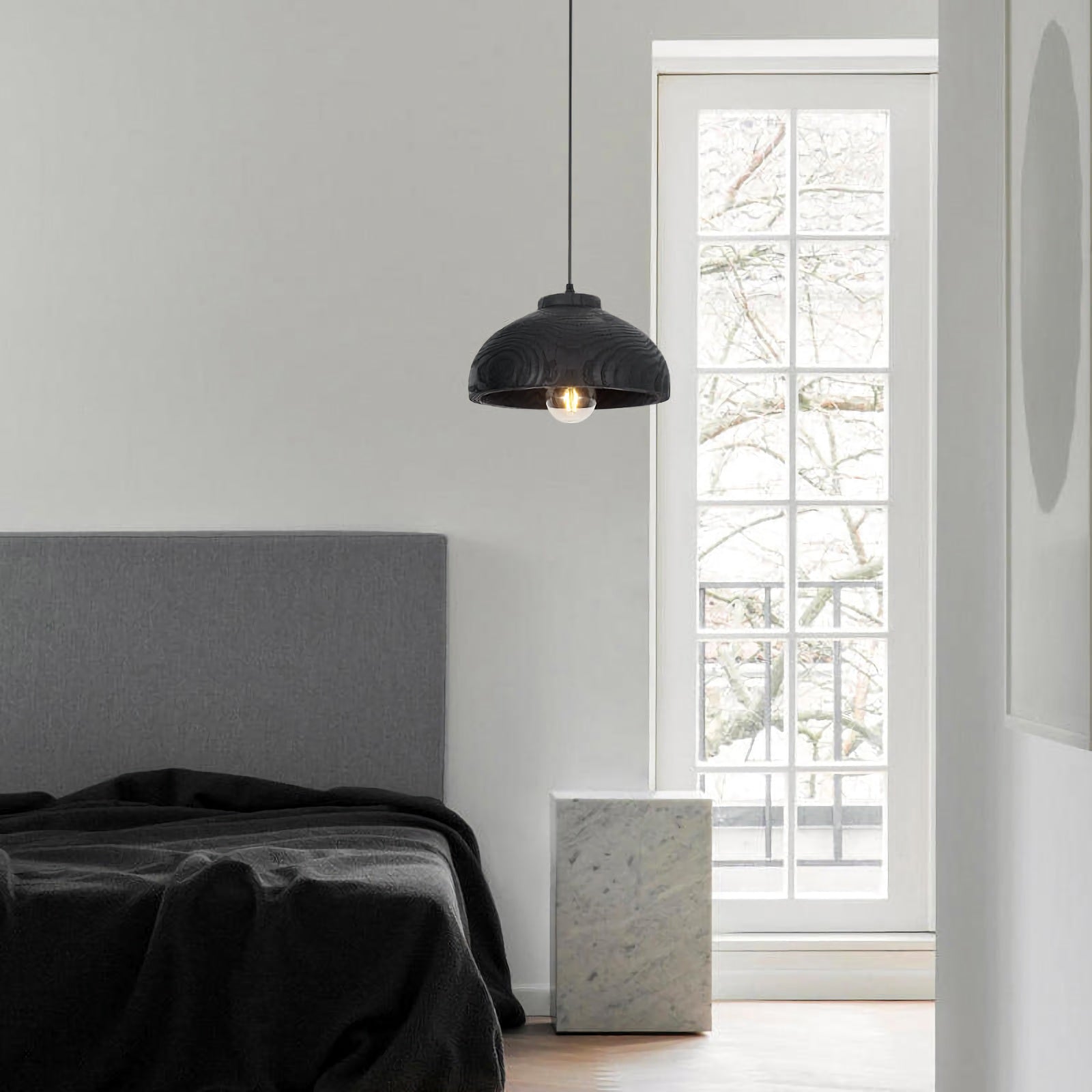 Wood Grain Resin Dome Pendant Light - Nuvé