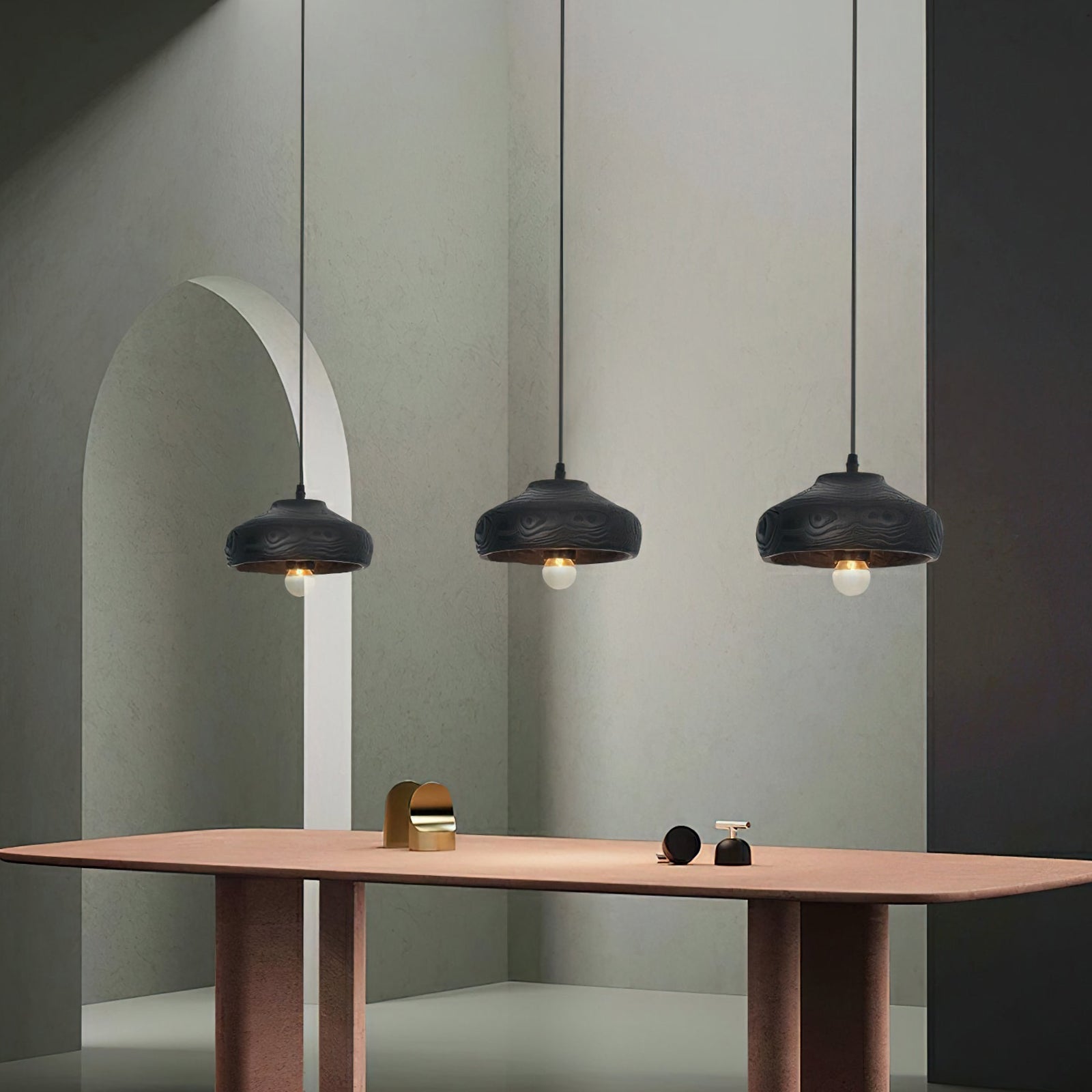 Wood Grain Resin Dome Pendant Light - Nuvé