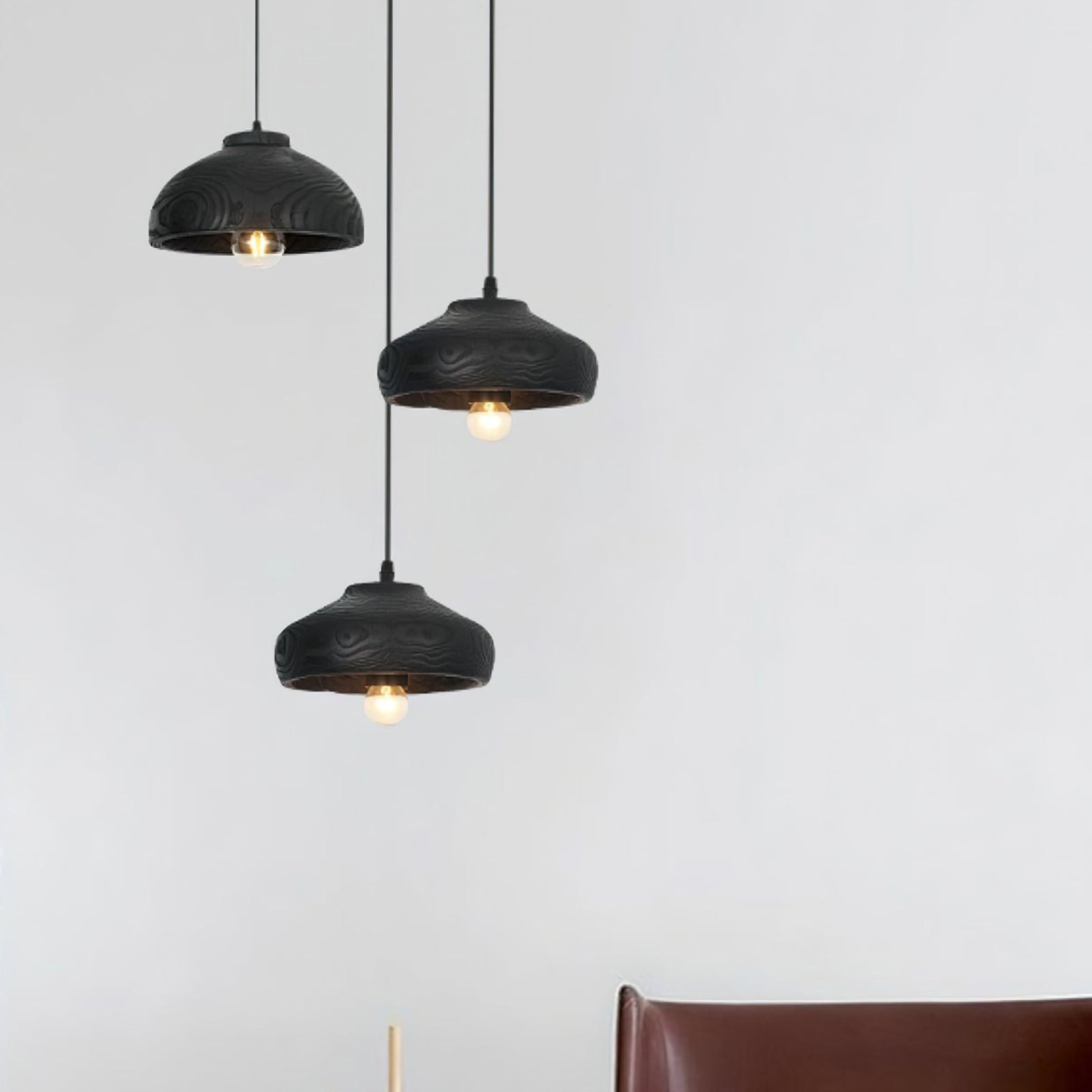 Wood Grain Resin Dome Pendant Light - Nuvé