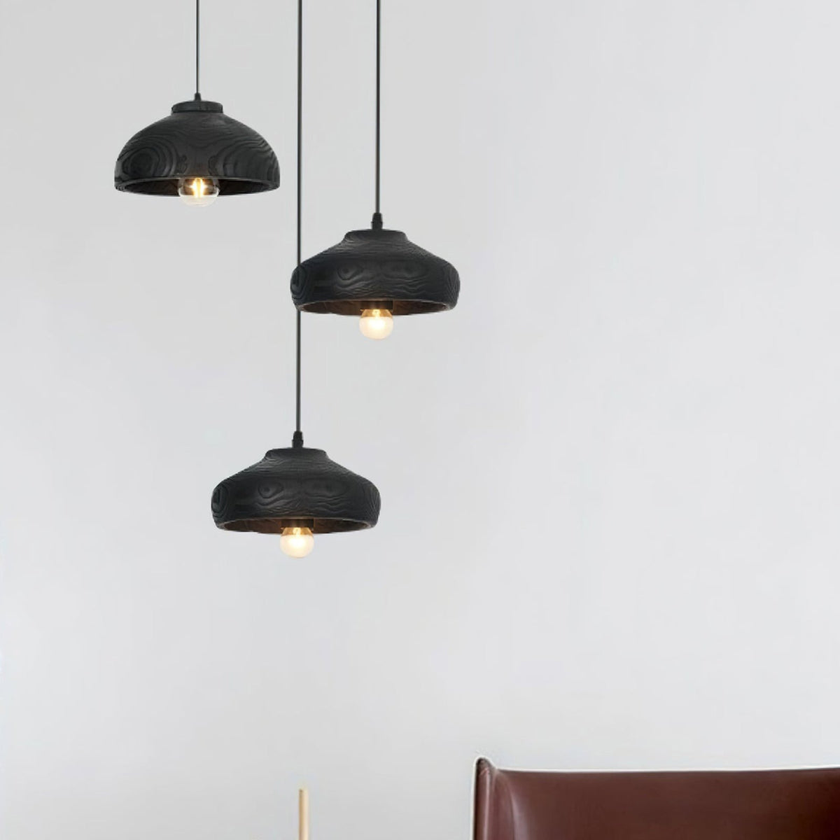 Wood Grain Resin Dome Pendant Light