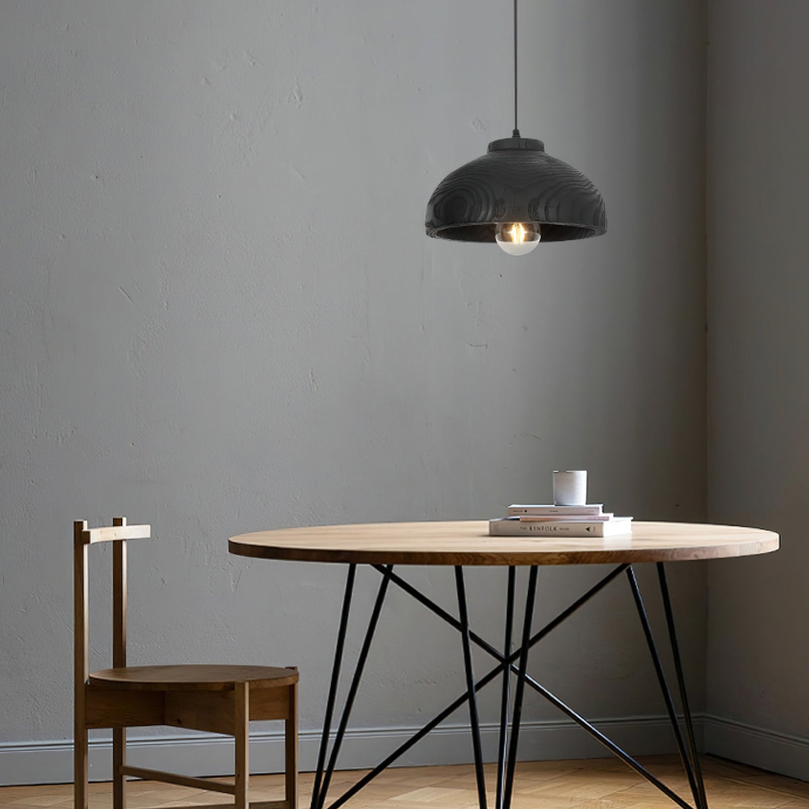 Wood Grain Resin Dome Pendant Light - Nuvé
