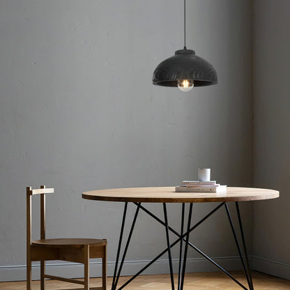 Wood Grain Resin Dome Pendant Light