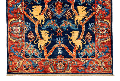 Afghan Folk/Serapi (3x5) blue/red
