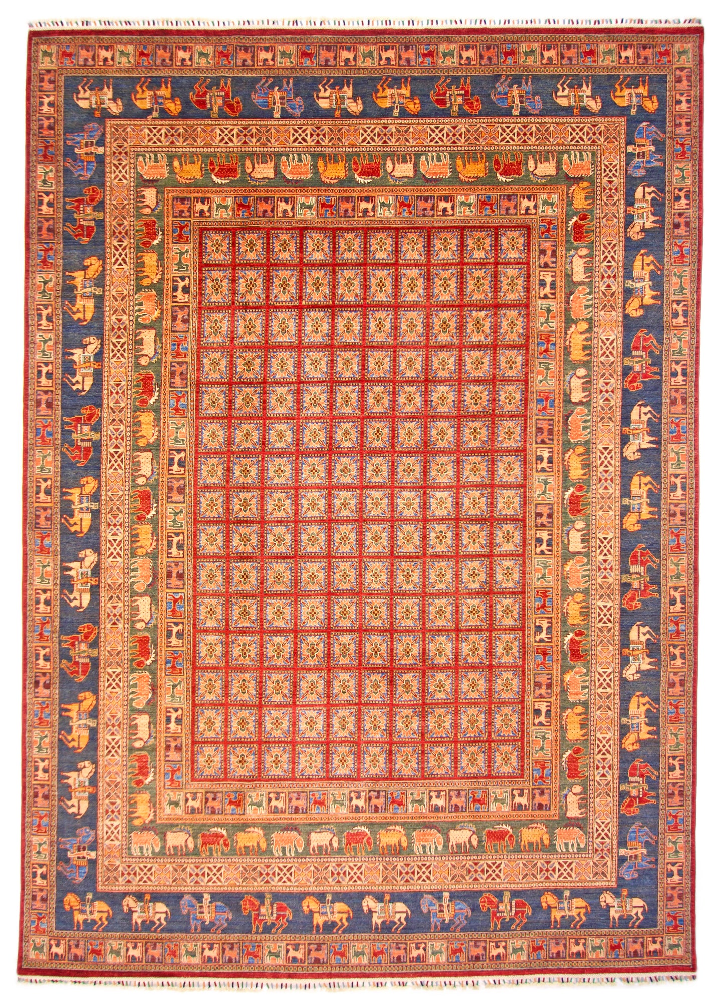 Afghan Pazyryk (8'08"x12'02") red/blue - Nuvé