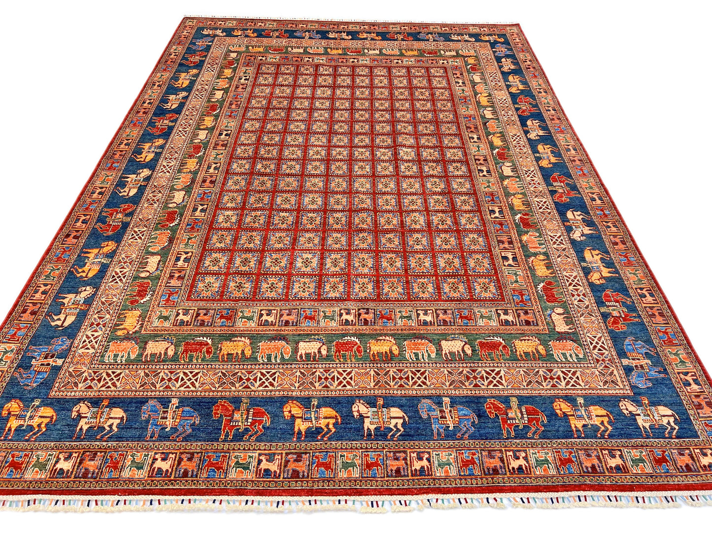 Afghan Pazyryk (8'08"x12'02") red/blue - Nuvé