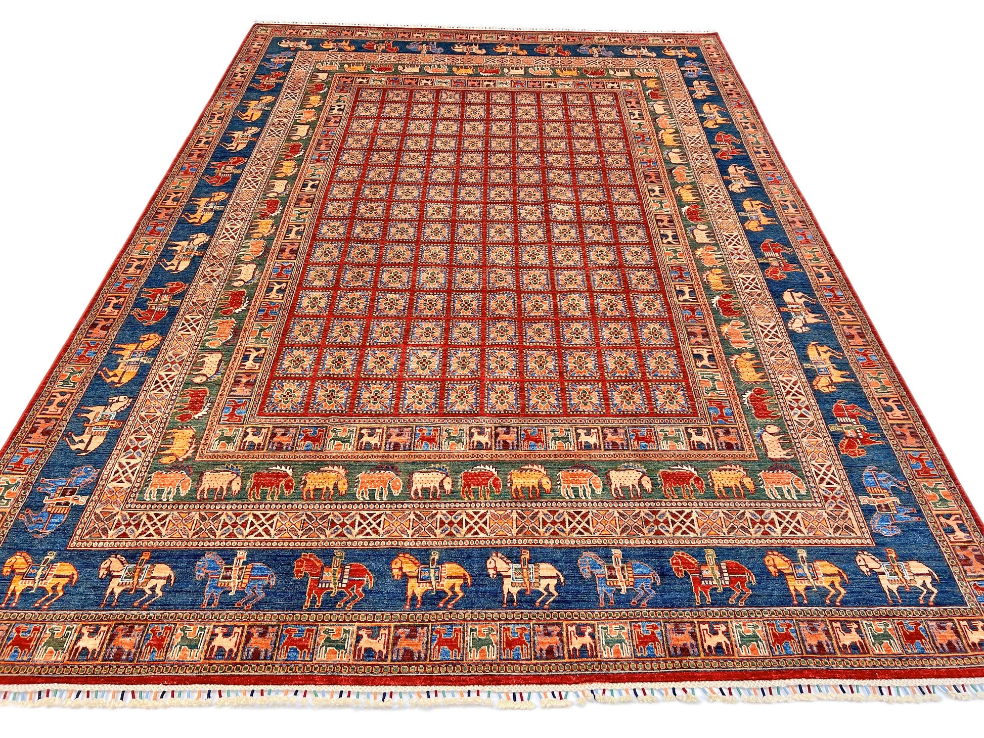 Afghan Pazyryk (8'08"x12'02") red/blue - Nuvé