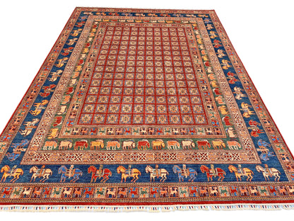 Afghan Pazyryk (8'08"x12'02") red/blue - Nuvé