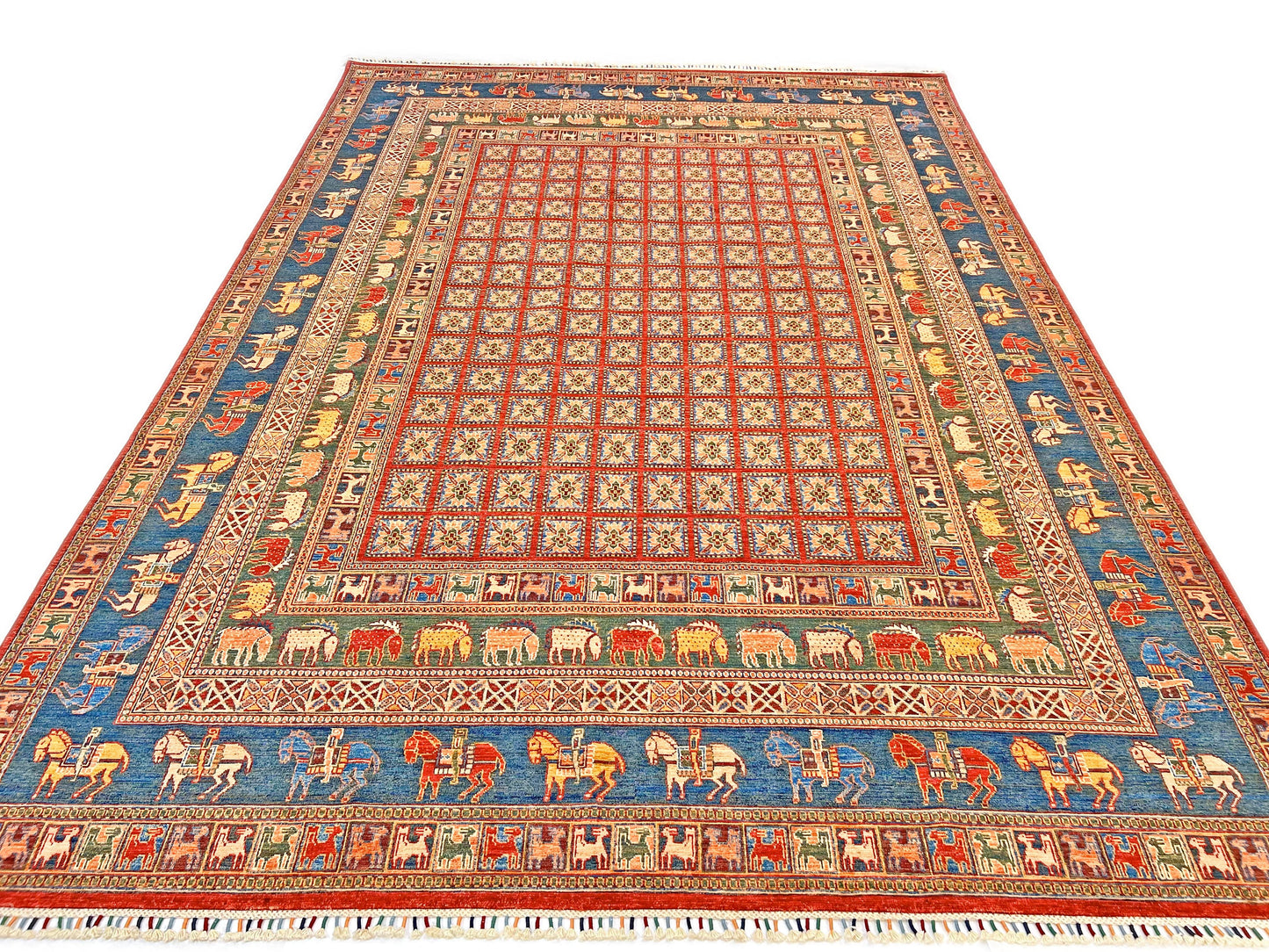 Afghan Pazyryk (8'08"x12'02") red/blue - Nuvé