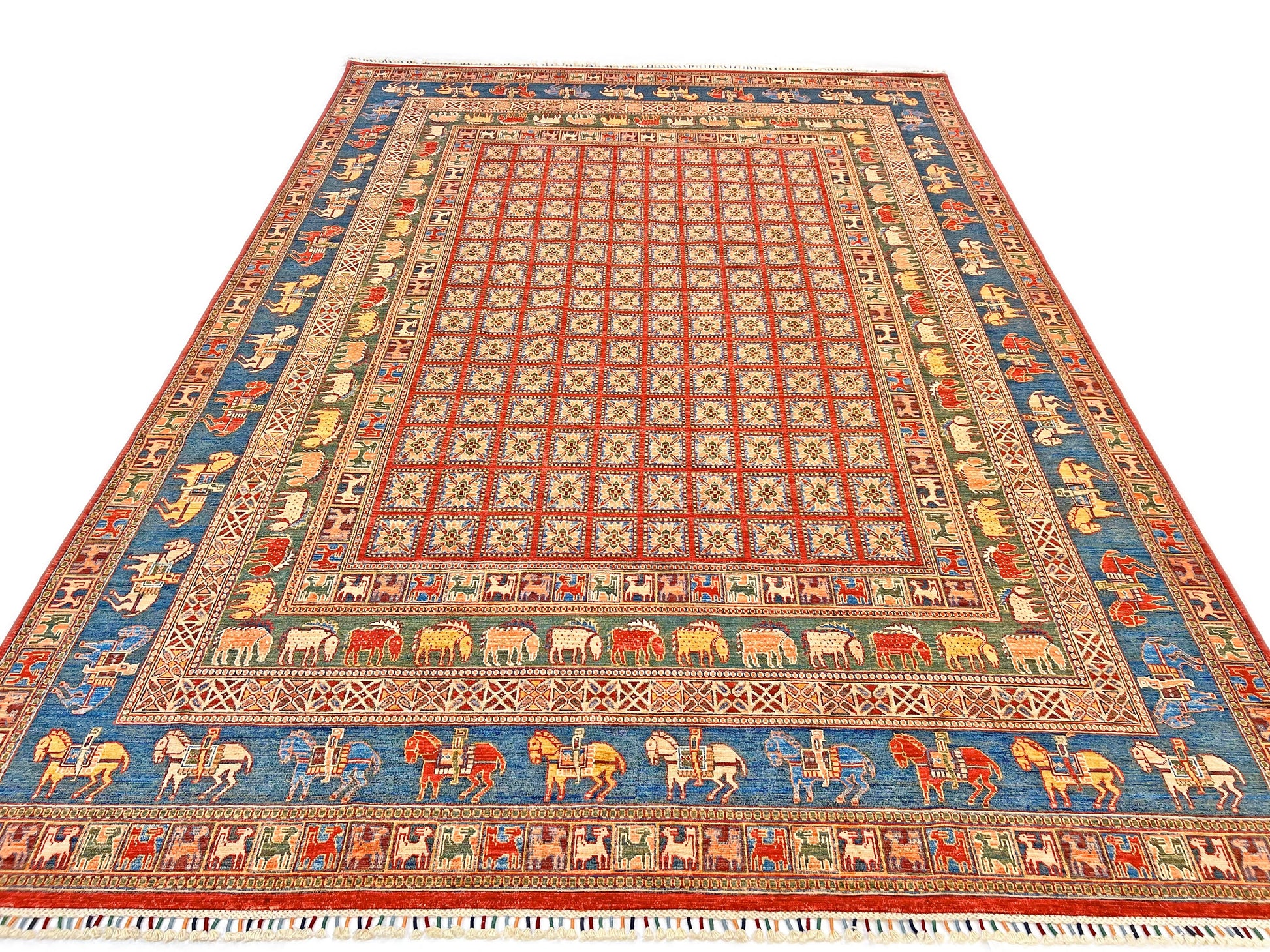 Afghan Pazyryk (8'08"x12'02") red/blue - Nuvé