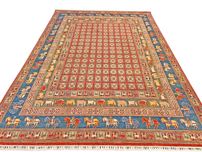 Afghan Pazyryk (8'08"x12'02") red/blue - Nuvé