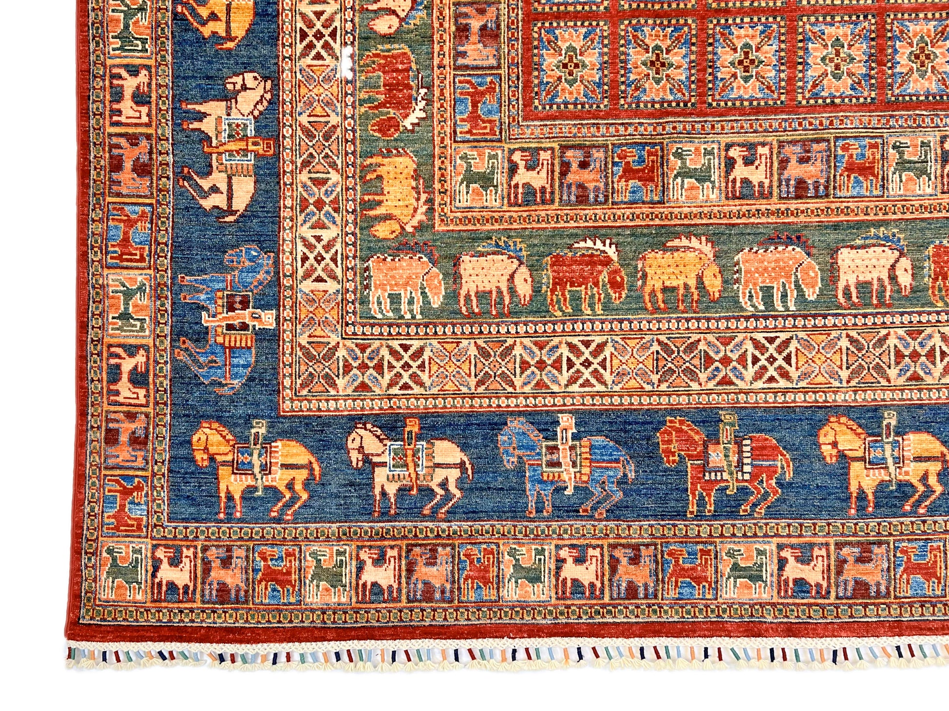 Afghan Pazyryk (8'08"x12'02") red/blue - Nuvé