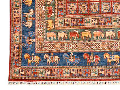 Afghan Pazyryk (8'08"x12'02") red/blue - Nuvé