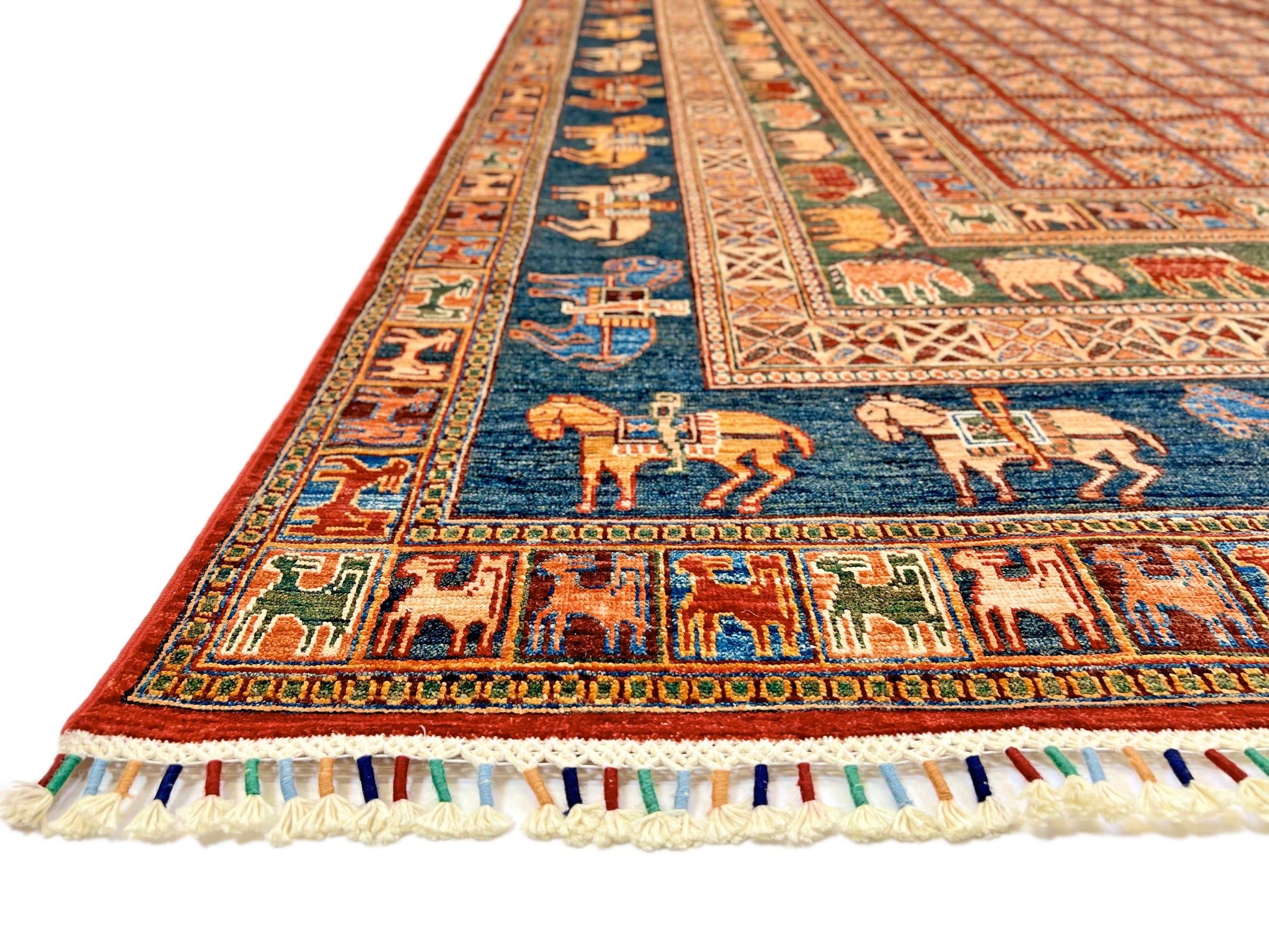 Afghan Pazyryk (8'08"x12'02") red/blue - Nuvé