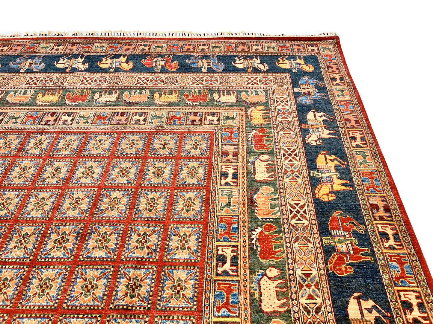 Afghan Pazyryk (8'08"x12'02") red/blue - Nuvé