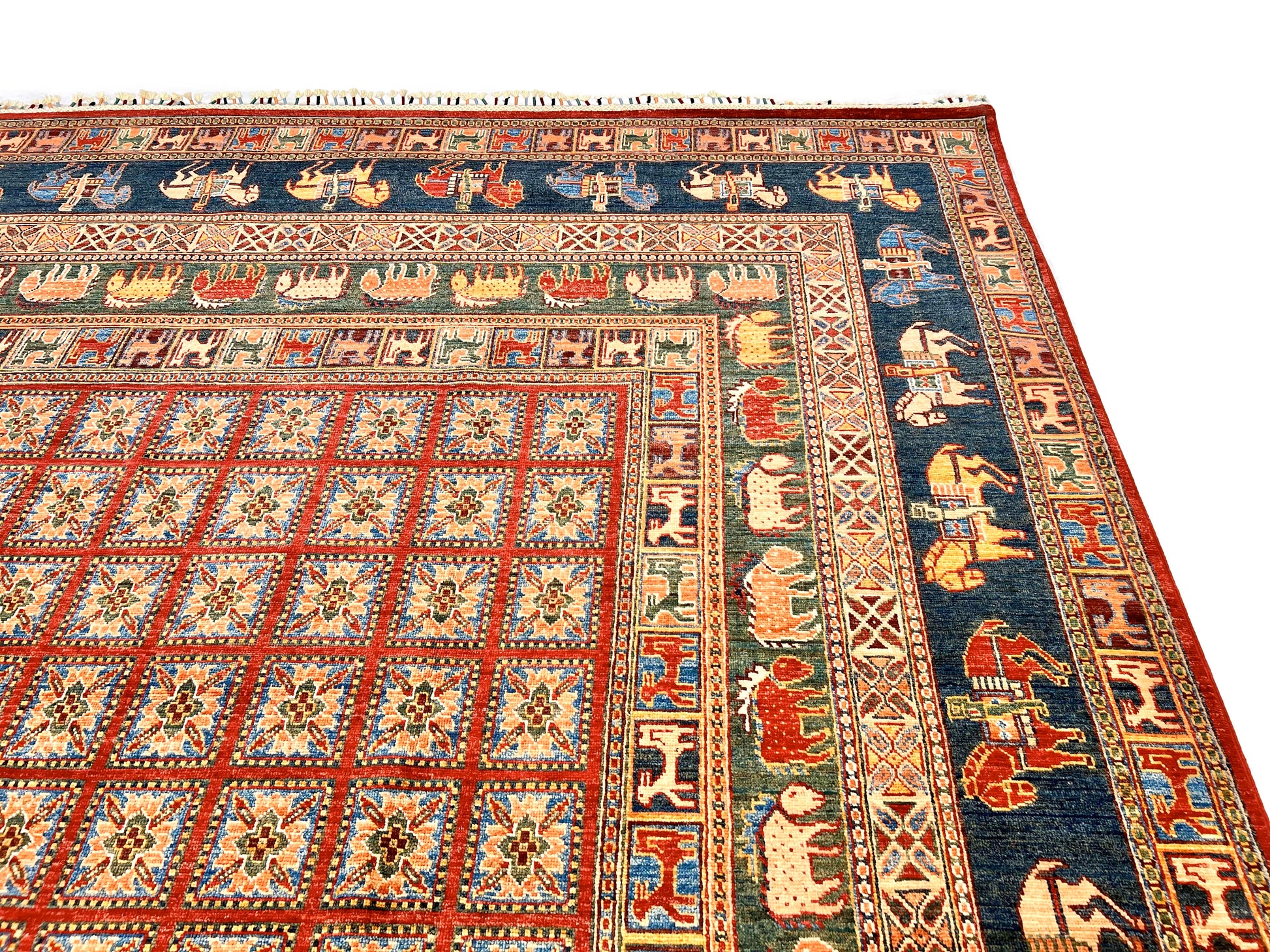 Afghan Pazyryk (8'08"x12'02") red/blue - Nuvé