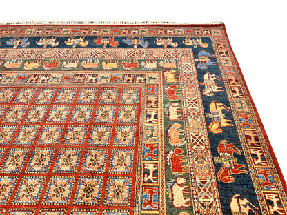 Afghan Pazyryk (8'08"x12'02") red/blue - Nuvé