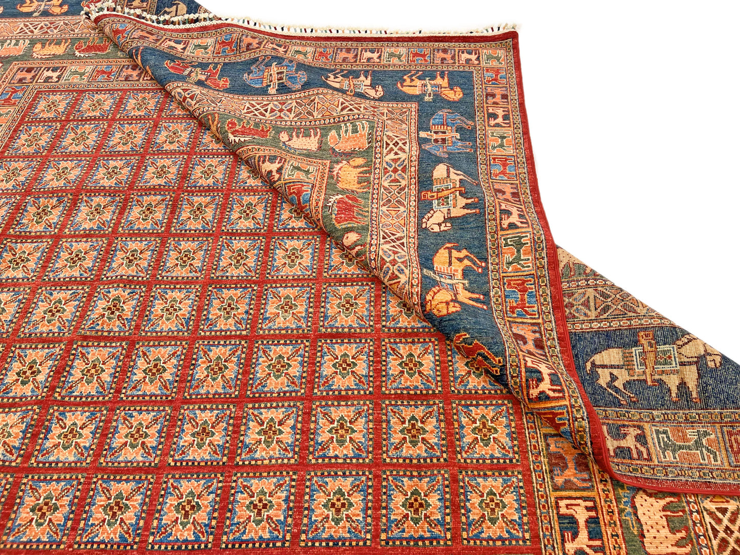 Afghan Pazyryk (8'08"x12'02") red/blue - Nuvé